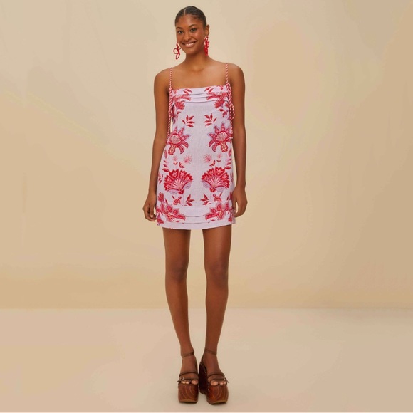 Farm Rio Lilac Porcelain Garden Euroflax™ Premium Linen Mini Dress - Picture 1 of 8
